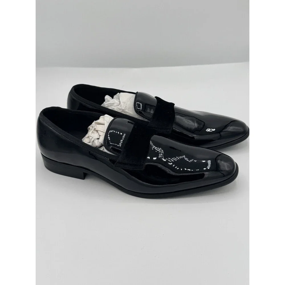 Alfani Shoes Mens Size 10.5 Black Patent WESTFIELDDP‎ Slip On Dress Loafers